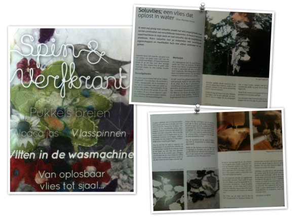 artikel in Spin & verfkrant nr.2 2012 en mijn textielcollage op de omslag